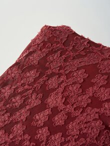 Bohemela Casual Boho Solid Color Knit Short Sleeve Women's Top Everyday Burgundy Autumn - Burgundy - View 9