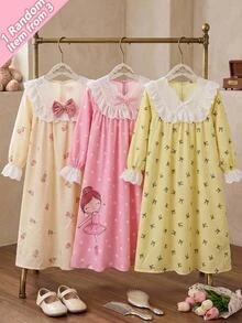 SHEIN Young Girl Plush Thermal Lined Thickened Home Wear Heart Print Autumn Young Girl - Multicolor - View 6
