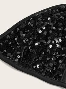 SHEIN ICON Y2K Music Festival Pink Pentagram Embroidered Shiny Sequin Halter Neck Strap - Black - View 7