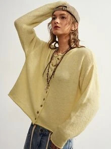 Bohemela Women's Solid Color Casual Versatile Daily Long Sleeve Cardigan - White - View 4