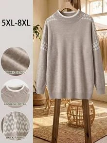 SHEIN CURVE+ Women's Plus Size 22W Colorblock Cold Shoulder Long Sleeve Casual Loose Pullover Sweater, Autumn/Winter - Grey - View 9