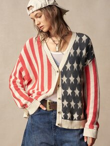 Bohemela Women's V-Neck Striped Casual Daily Cardigan - Multicolor - View 5