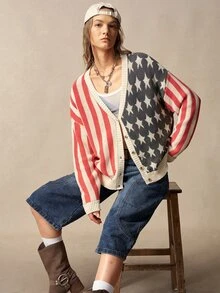 Bohemela Women's V-Neck Striped Casual Daily Cardigan - Multicolor - View 7