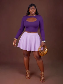 CurvyTilda ICON 大尺碼女款萬聖節服裝－Daphne Cosplay 套裝（性感商務休閒風，紫色套裝）適合外出之夜派對夏季 - 紫色 - 查看 2