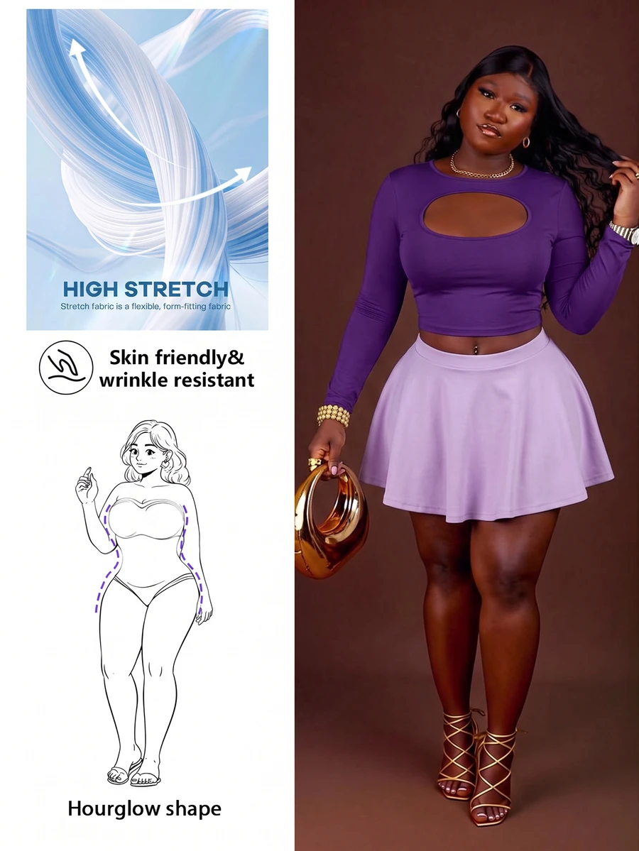CurvyTilda ICON 大尺碼女款萬聖節服裝-Daphne Cosplay 套裝(性感商務休閒風,紫色套裝)適合外出之夜派對夏季 - 紫色 - 查看 1