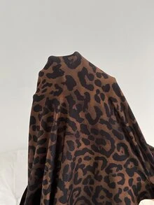 SHEIN Maternity Leopard Print Split Hem Casual Party Dress - Brown - View 7