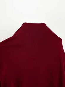 Shapeblank 大尺碼女款秋冬時尚休閒彈性舒適日常黑色立領上衣 - 酒紅色 - 查看 9