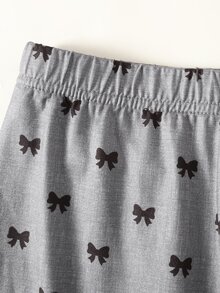 Tween Girl Tween Girl Black Knit Long Sleeve T-Shirt + Grey Bow Print Long Pants Set, Autumn Winter, Black Top - Black - View 3