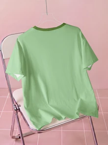 THE POWERPUFF GIRLS X SHEIN Women's Letter Cartoon Print Casual Daily Short Sleeve T-Shirt - White - View 2