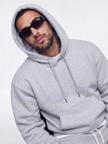 Manfinity Roghcode Men's Elastic Solid Color Street Style Gray Thermal Lined Sports Suit, Men's Sportswear, Men's 2 Pieces Sportswear Set, Fall Clothes Winter - Light Grey - View 6