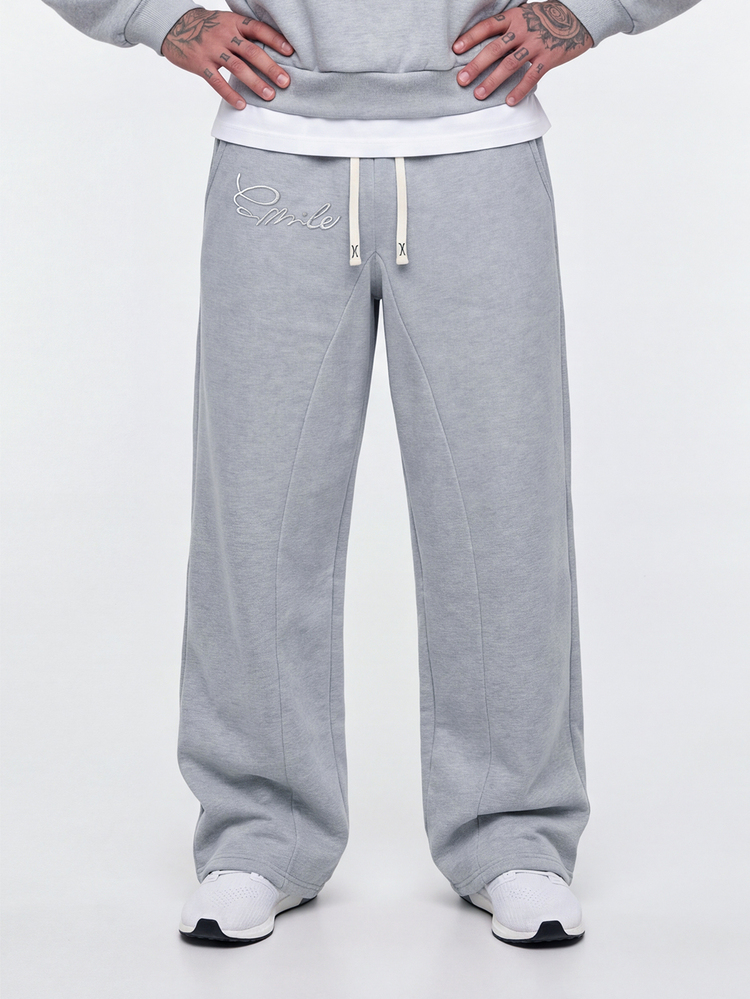 Manfinity Roghcode Men's Elastic Solid Color Street Style Gray Thermal Lined Sports Suit, Men's Sportswear, Men's 2 Pieces Sportswear Set, Fall Clothes Winter - Light Grey - View 5