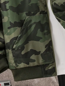 1件青少年男孩軍綠迷彩連帽抓絨外套，適合秋冬戶外活動、假期、六年級街頭風寬鬆款 - 彩色 - 查看 6