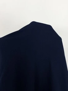 Shapeblank 大尺碼女款秋冬時尚休閒彈性舒適基礎百搭修身圓領黑色長袖合身T恤，基礎上衣，穿搭 - 藏蓝色 - 查看 7
