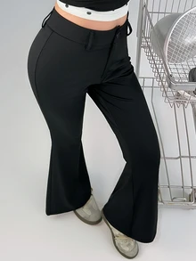 DAZY Women's Black High-Cinched Waist Flare Leggings, Casual Commute Sports Leggings For Spring And Autumn - Black - View 7
