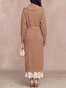 Balvessa Women's Solid Color Casual Versatile Daily Wear Cardigan - Camel - View 3