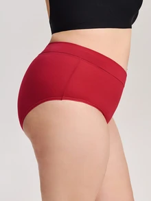 LUVLETTE Plus 3-Pack Cotton High Waist Briefs Women Underwear Panties Set-Red - Multicolor - View 14