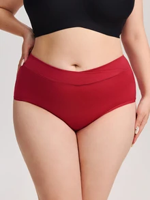 LUVLETTE Plus 3-Pack Cotton High Waist Briefs Women Underwear Panties Set-Red - Multicolor - View 15