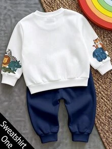 Casual rundhalsad sweatshirt för spädbarn och småbarn med tecknat mönster, lämplig för höst/vinter - Multifärgad - Visa 4