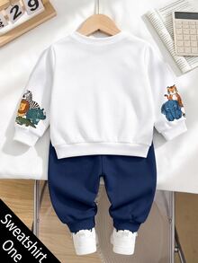 Casual rundhalsad sweatshirt för spädbarn och småbarn med tecknat mönster, lämplig för höst/vinter - Multifärgad - Visa 2
