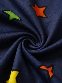Nick 90s | SHEIN Baju Terusan Bayi Laki-Laki Motif Kartun Leher Bulat Lengan Pendek - Navy Blue - View 7