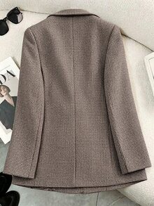 Franclia Premium 3D 2025 New Autumn/Winter Women's Blazer With Unique Collar Design, Minimalist Elegant Cinched Waist, Fashionable Dark Coffee Color, Suitable For Daily Commute - Brown - View 2