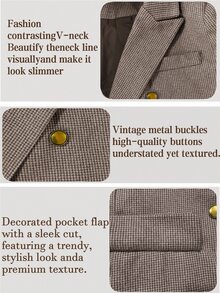 Franclia Premium 3D 2025 New Autumn/Winter Women's Blazer With Unique Collar Design, Minimalist Elegant Cinched Waist, Fashionable Dark Coffee Color, Suitable For Daily Commute - Brown - View 4