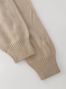 SHEIN LUNE Áo len nữ thời trang phong cách Trung Quốc, trang trí nút ếch, xẻ tà gấu áo - Lạc đà - Xem 8