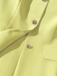 GlowEve Women's Solid Color Single-Breasted Fashionable Versatile Office Commute Vest Shirt - Yellow - View 3