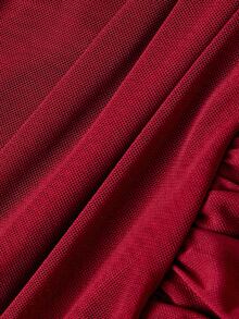 SHEIN MOD Jumpsuit 2 in 1 dengan Bahu Asimetris dan Hem Berumbai Warna Burgundy - Burgundy - View 3