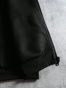 ROMWE MEN Goth 男士翅膀印花圖案雙層寬鬆連帽衛衣 - 黑色 - 查看 5