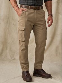 DREXORIN 男士翻盖口袋工装裤（无腰带），纯色长款卡其裤，适合送给老公、男朋友的礼物，适合秋季 - 卡其色 - 查看 4