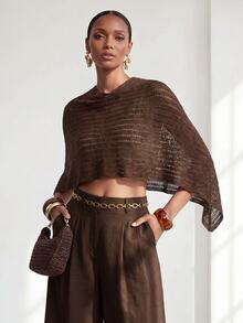 Zivah New Summer/ Autumn Hot-Selling Casual Elegant Commuting Vacation Loose Dark Brown Crochet Irregula Brunch - Brown - View 10