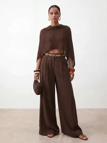 Zivah New Summer/ Autumn Hot-Selling Casual Elegant Commuting Vacation Loose Dark Brown Crochet Irregula Brunch - Brown - View 11