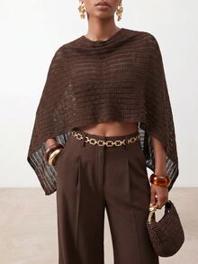 Zivah New Summer/ Autumn Hot-Selling Casual Elegant Commuting Vacation Loose Dark Brown Crochet Irregula Brunch - Brown - View 7