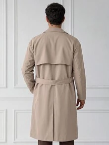 HUEFORM 男士纽扣前长袖口袋简约休闲风衣，外出法兰绒风衣，适合朋友、丈夫、男朋友的礼物，适合秋季 - 卡其色 - 查看 2