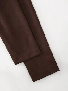 LUMIGAL Women's V-Neck Long Sleeve Waist-Cinching Hem Split Dress - Coffee Brown - View 4