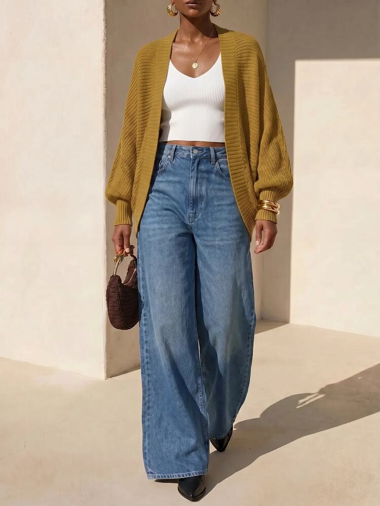 Zivah Women's Minimalist Casual Solid Color Versatile Long Sleeve Sweater, College Style Brunch Mustard Yellow Autumn - Mustard Yellow - View 11
