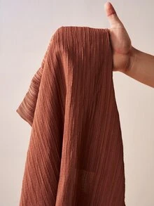 Zivah 锈棕色夏季优雅度假女士两件套，褶皱露背吊带无袖不对称下摆上衣和阔腿裤套装 - 紅木色 - 查看 7