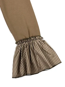 Wandoria Women's New Fashion High-Low Hem Ruffle Design Round Neck Top, And Versatile For Daily Wear, Autumn/Winter New Style - Khaki - View 7