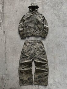 AXEPEAK Men's Washed Fashion Camouflage Set - Army Green - View 4