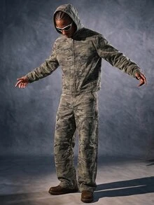 AXEPEAK Men's Washed Fashion Camouflage Set - Army Green - View 3