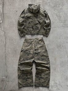 AXEPEAK Men's Washed Fashion Camouflage Set - Army Green - View 5