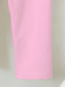 SHEIN 1套女嬰可愛粉色休閒花卉印花T恤與純色內搭褲套裝，適合夏季日常穿著 - 彩色 - 查看 5