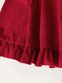 SHEIN Tween女孩兒童秋冬聖誕蝴蝶結簡約休閒洋裝 - 紅白色 - 查看 10