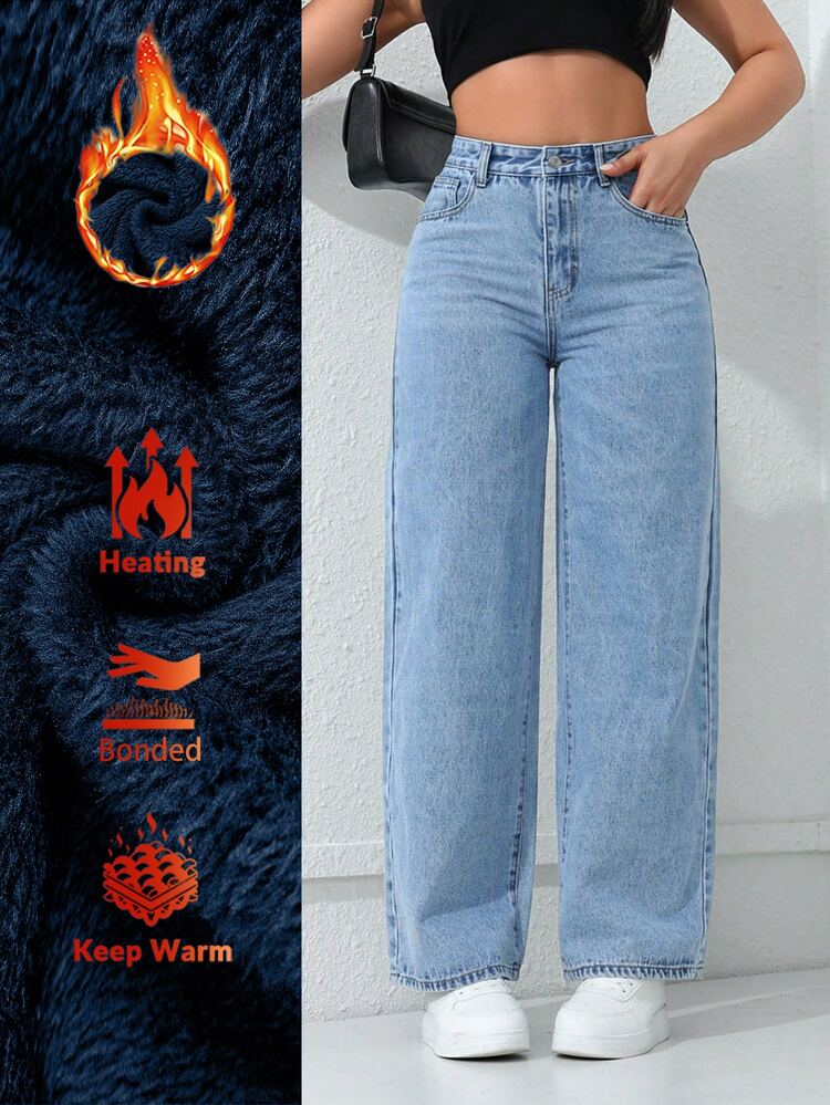 Jeanoix Women's Casual Daily Denim Jeans With Pockets And Buttons,Denim Brushed Fabric For Autumn And Winter - Light Wash - View 3