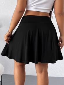 Elenzga Minifalda short de talla grande de unicolor de verano informal - Negro - Ver 2