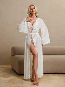 Rafferiza Women's Lace Patchwork Sexy Daily Home Sleepwear - White - View 6
