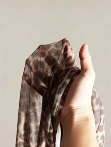 SHEIN ICON 女款波西米亞風性感方領網紗修身豹紋喇叭袖上衣 - 彩色 - 查看 11