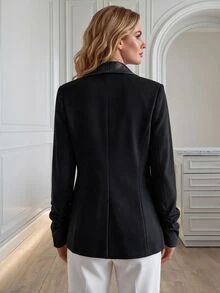 Medorina Business Professional Chic, Professional Slim Cut, Office Wear Going Out, Winter Autumn Outfit,Slimming Elegant Fit - Black - View 2