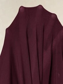 Elaquor Blusa de mujer de talla grande con cuello de volantes, manga acampanada y lazo delantero en unicolor, para primavera. Blusa con lazo delantero para mujer en primavera - Burdeos - Ver 8